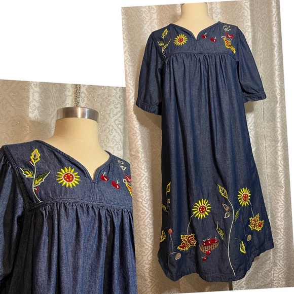 National Dresses & Skirts - National denim Muumuu dress